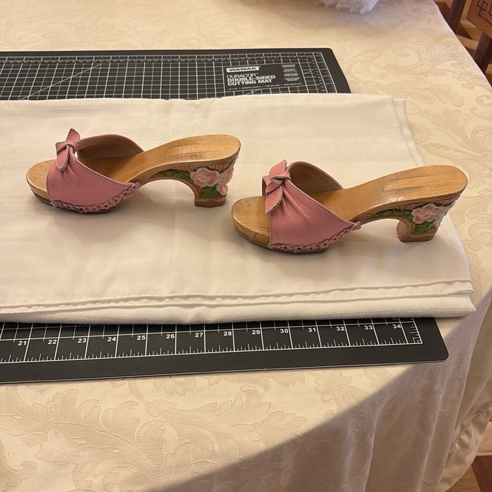 Vintage Betsey Johnson wooden shoes. 6.